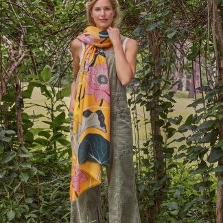 Crane at Sunrise - Mustard Scarf