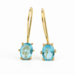 Blue Quartz Gemstone Claw Oval Earrings